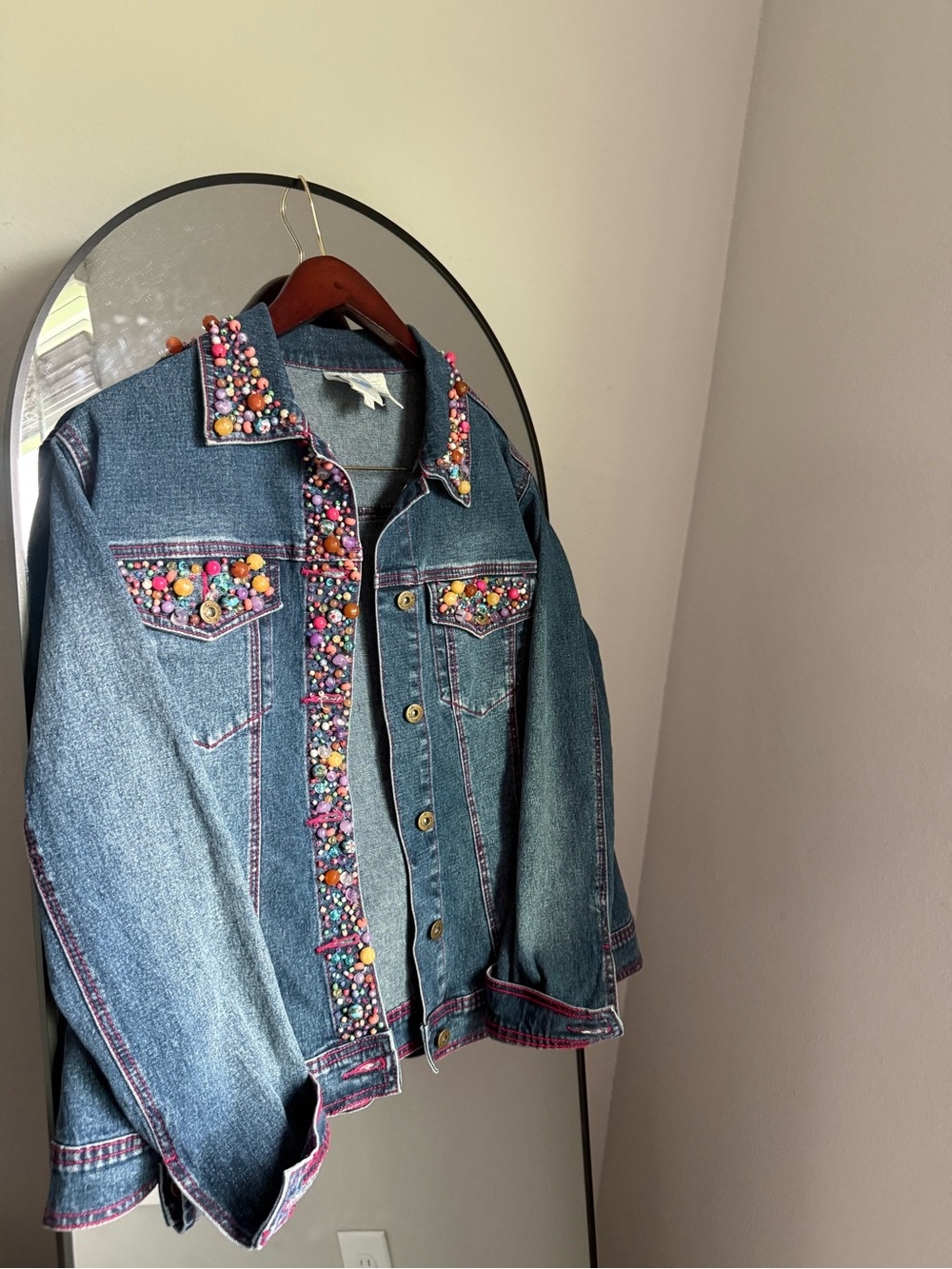 DG2 by Diane Gilman blue denim beaded jacket